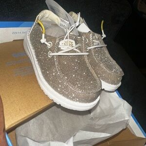 Hey Dude Gold Sneakers Sparkle Comfort